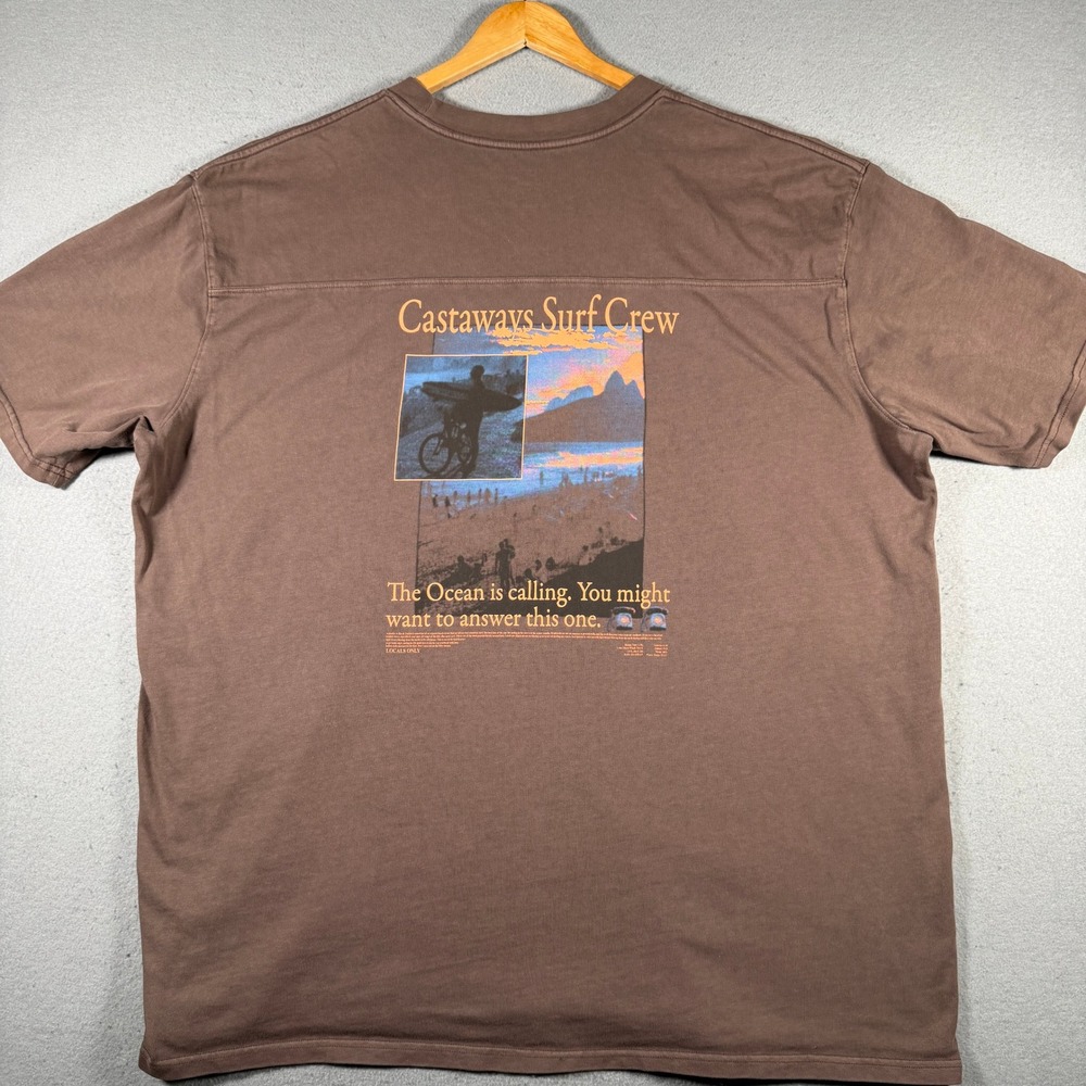Castaways‎ Surf Crew Arizona Jean Co Mens 2XLT Brown Graphic T-Shirt Tall Cotton